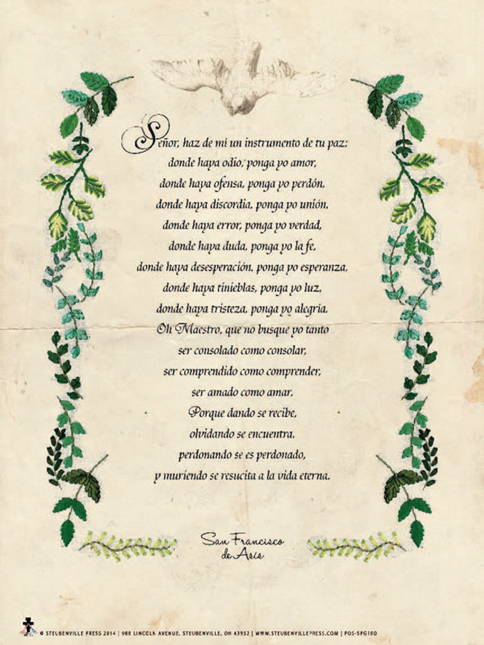Spanish St. Francis Prayer Poster image relating to The Knots Prayer Printable called Spanish St. Francis Prayer Poster
